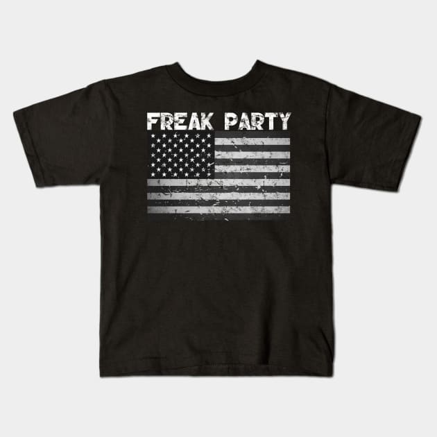 Freak Party Freak American Flag Vintage Kids T-Shirt by Bluebird Moon